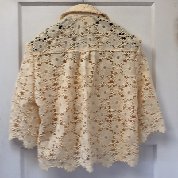 Maeve Lace Half Sleeve Button down Shirt Small Petite - Picture 2 of 9